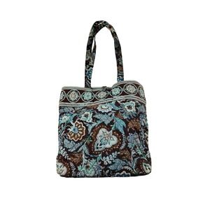 Vera Bradley Tote Bag Womens OS Black Teal Quilted Paisley Java Blue Travel